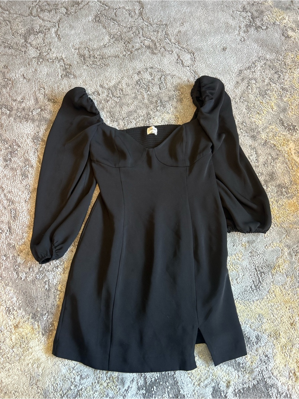 Wilfred Black Mini Dress with Puff Sleeves